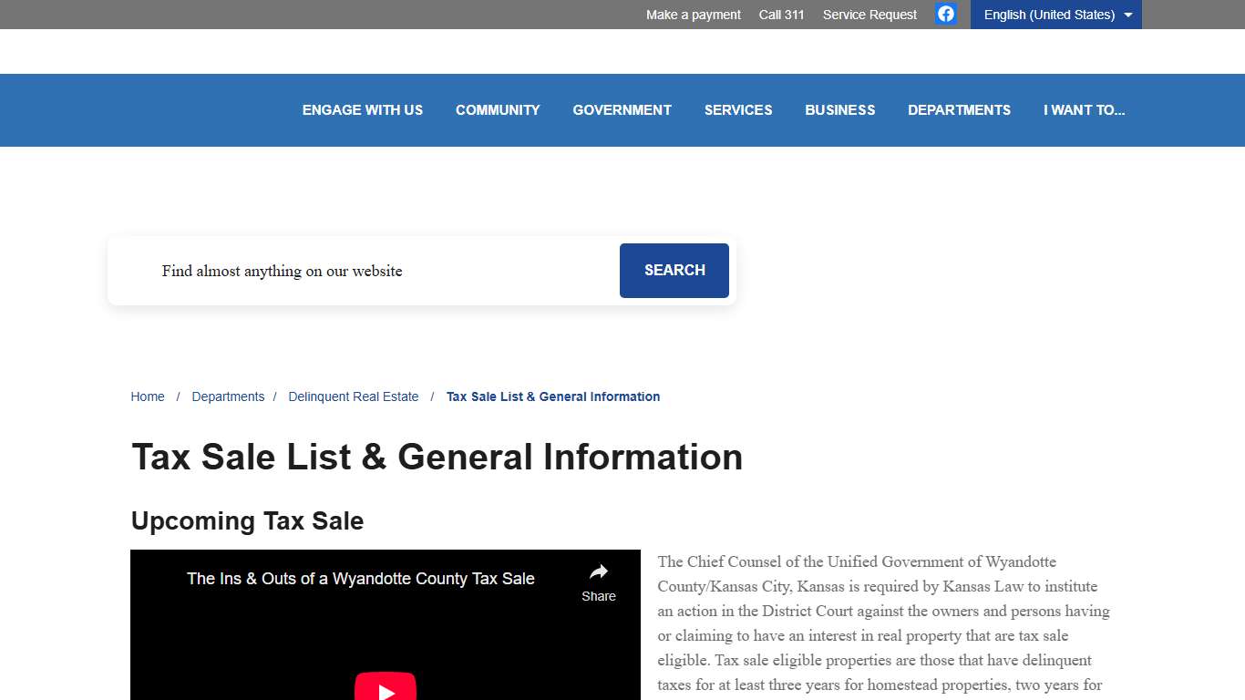 Tax Sale List & General Information
