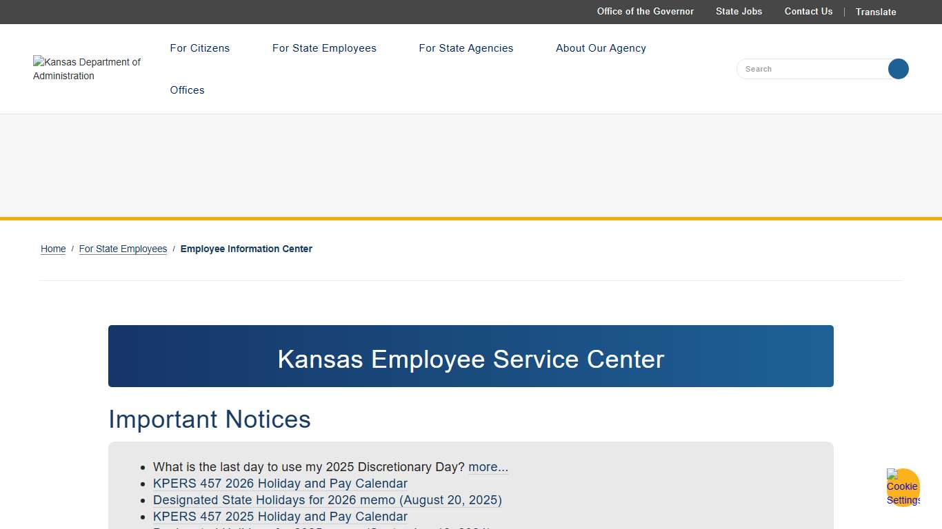 Employee Information Center Kansas Department of Administration